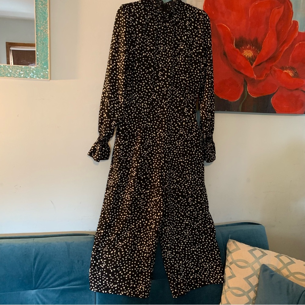 AX Paris Dot Mock Neck Jumpsuit Romper in Black Size 12 L Large EUC